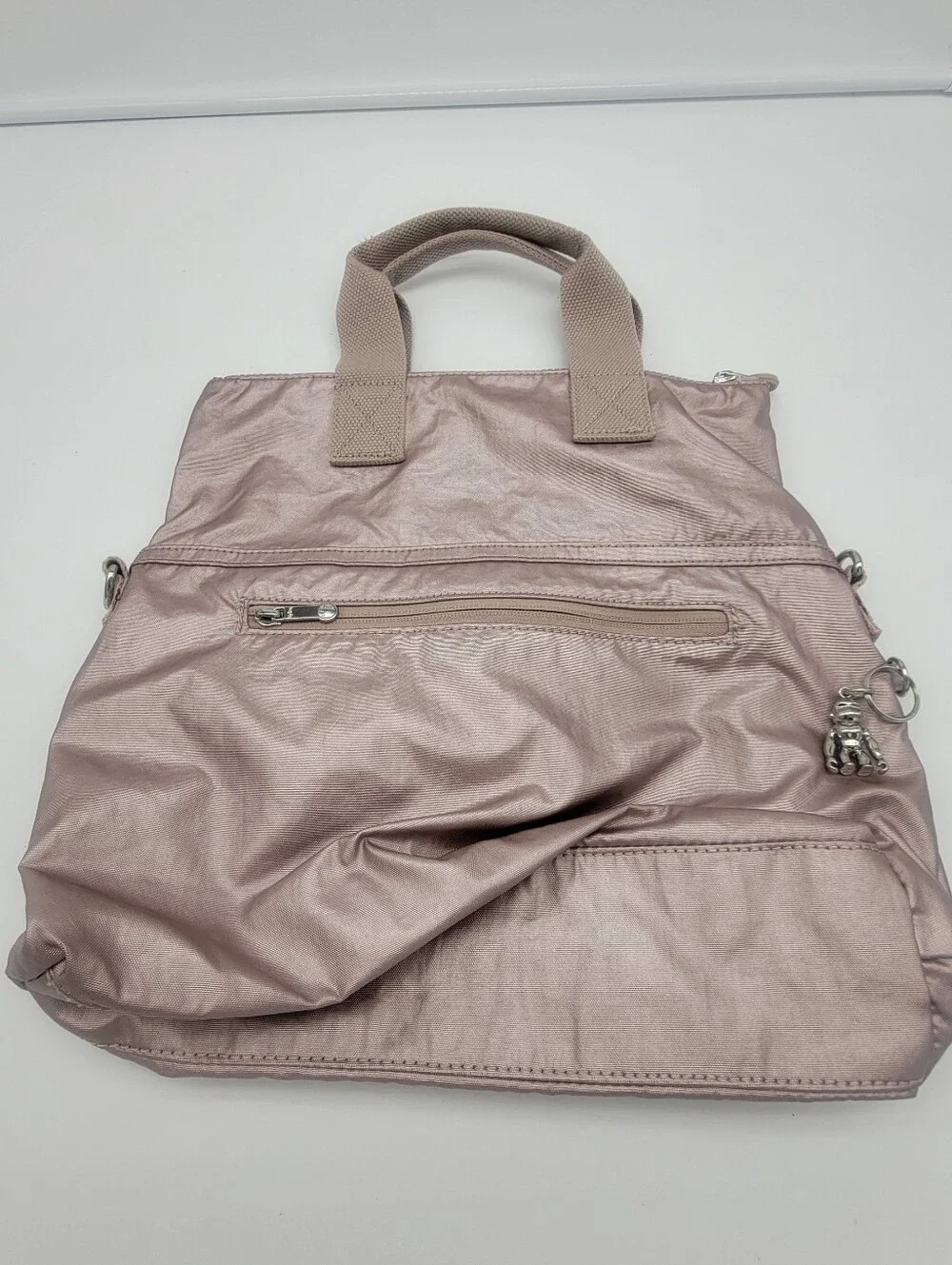 Kipling Metallic Blush Pink Tote Backpack